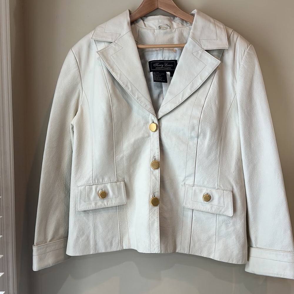 Vintage Terry Lewis white leather jacket